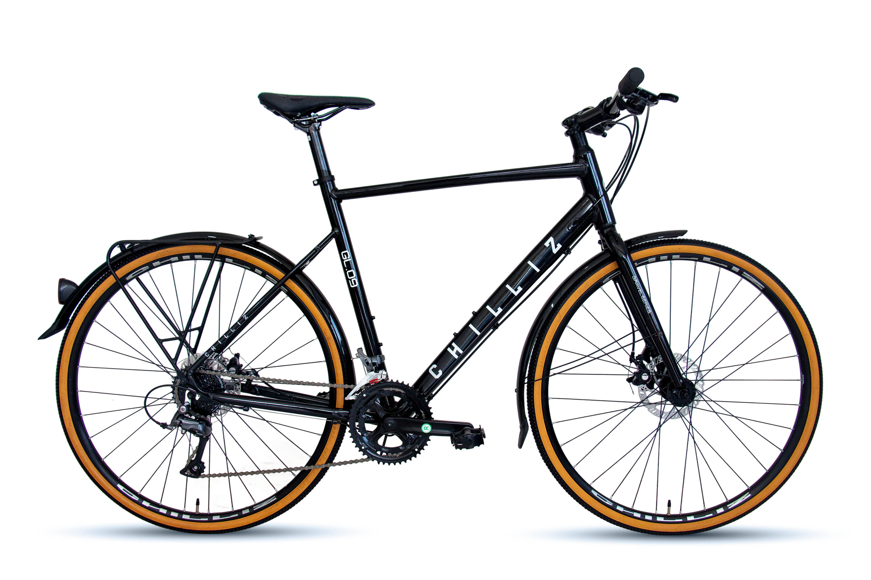 CHILLIZ gravel bike 28 inch GL.09 glossy black frame height 54 cm 16 gears mechanical disc brake fenders – Bild 1