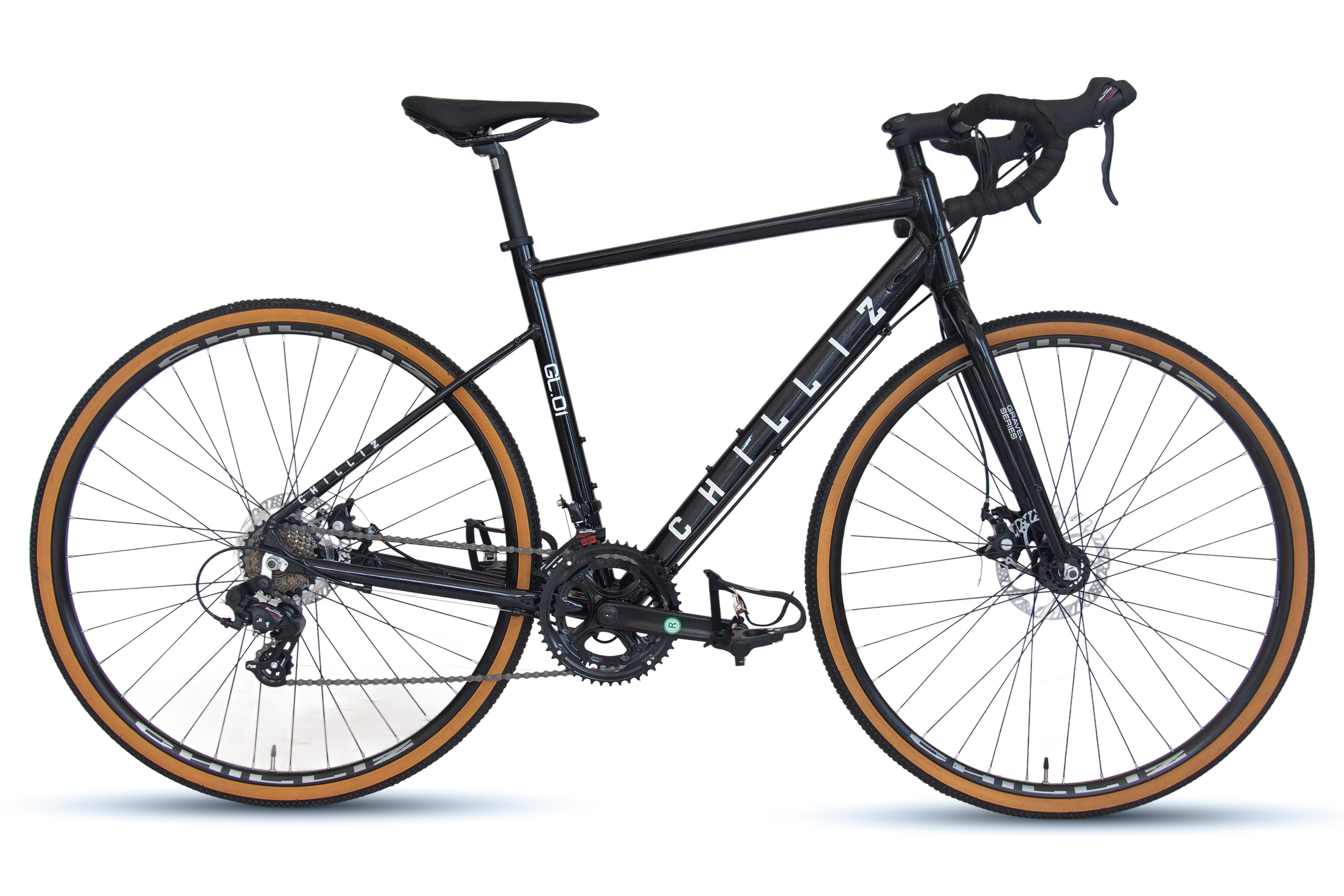 CHILLIZ gravel bike 28 inch GL.01 glossy black frame height 54 cm 14 gears mechanical disc brake – Bild 1
