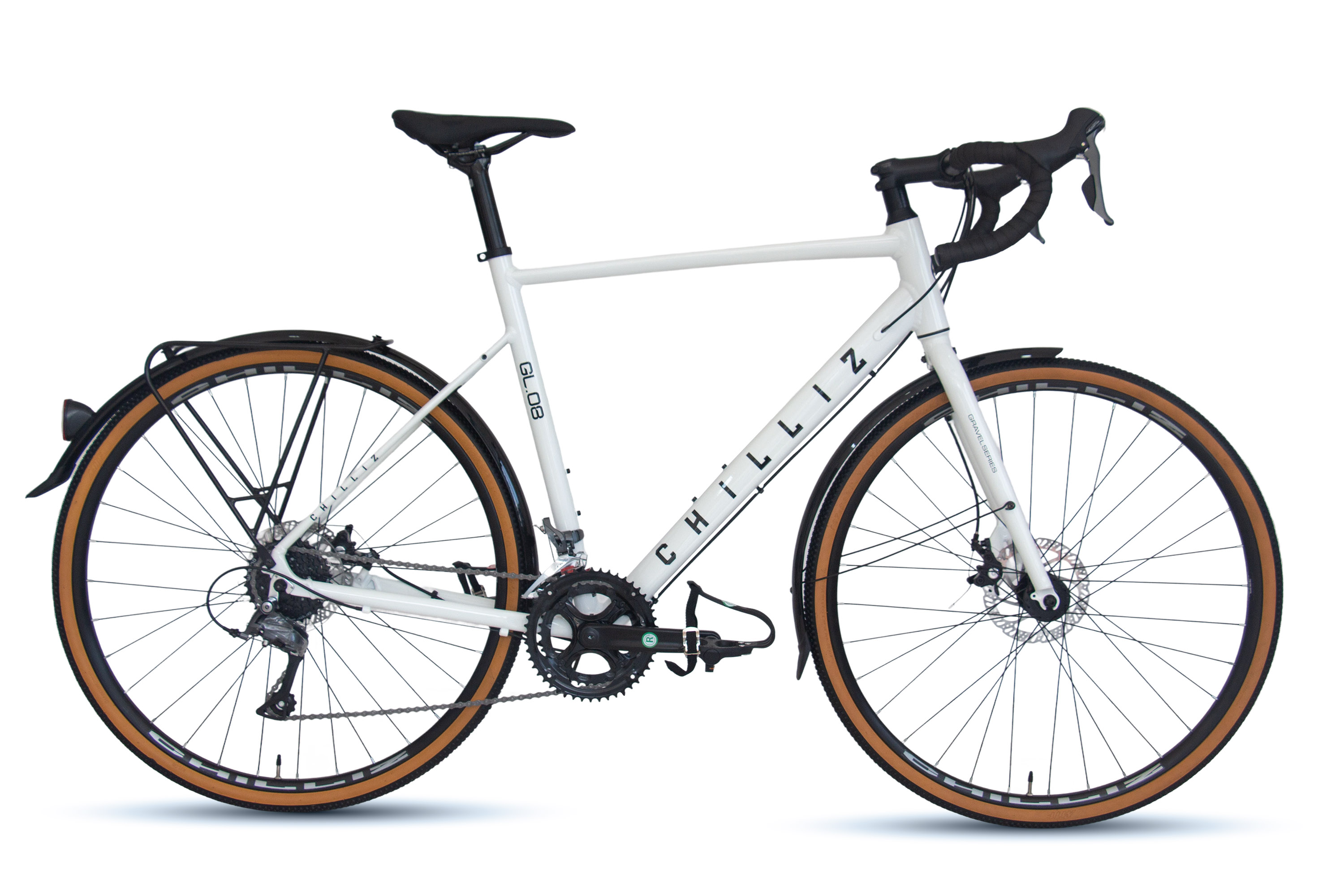 CHILLIZ Gravelbike 28 Zoll GL.08 wei&szlig;-gl&auml;nzend 16 G&auml;nge mech. Scheibenbremse Schutzbleche – Bild 1