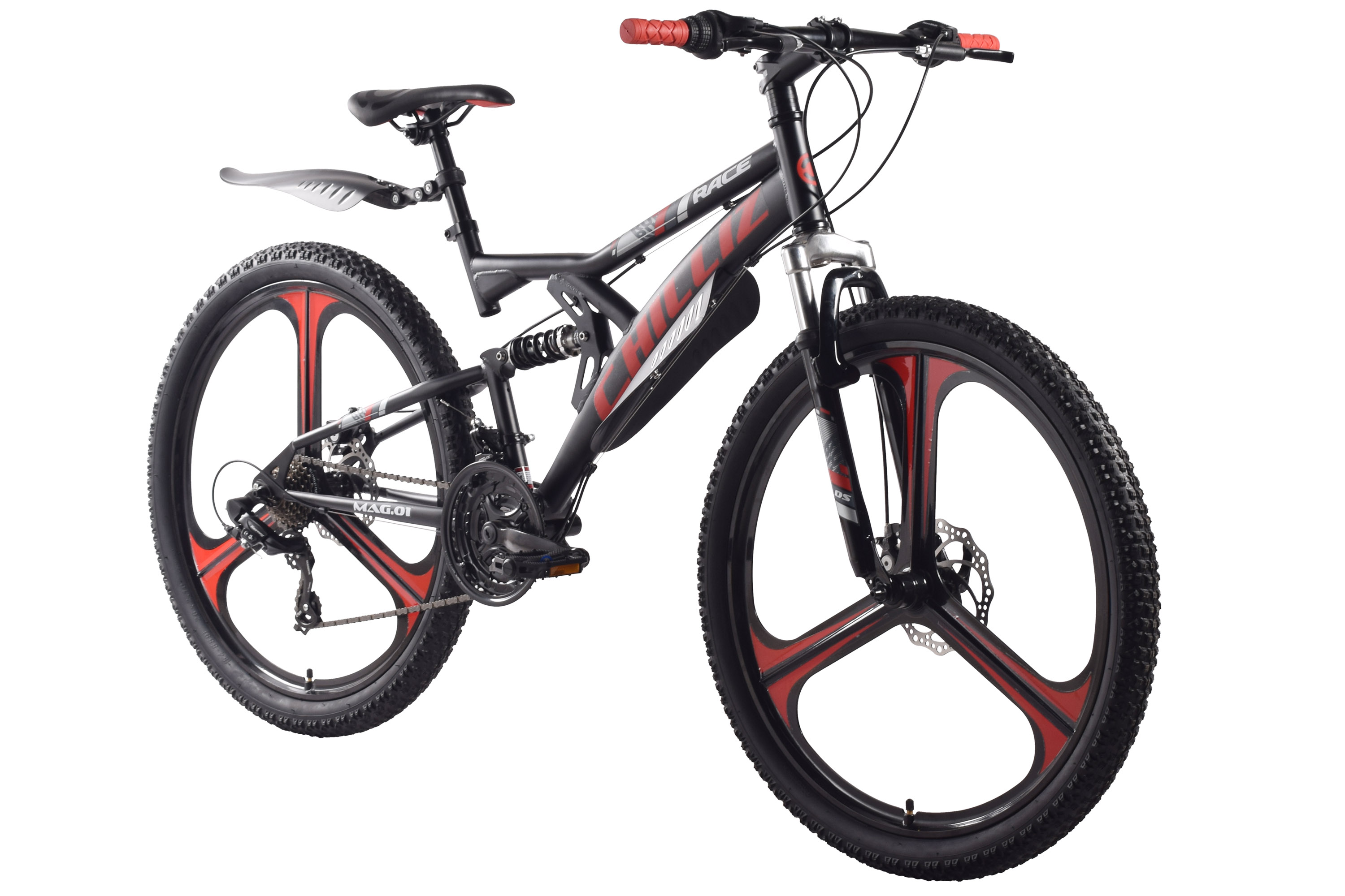 CHILLIZ Mountainbike Fully 26 Zoll MAG.01 schwarz-rot Rahmenh&ouml;he 42 cm 21 G&auml;nge Mag wheel mech. Scheibenbremse – Bild 2