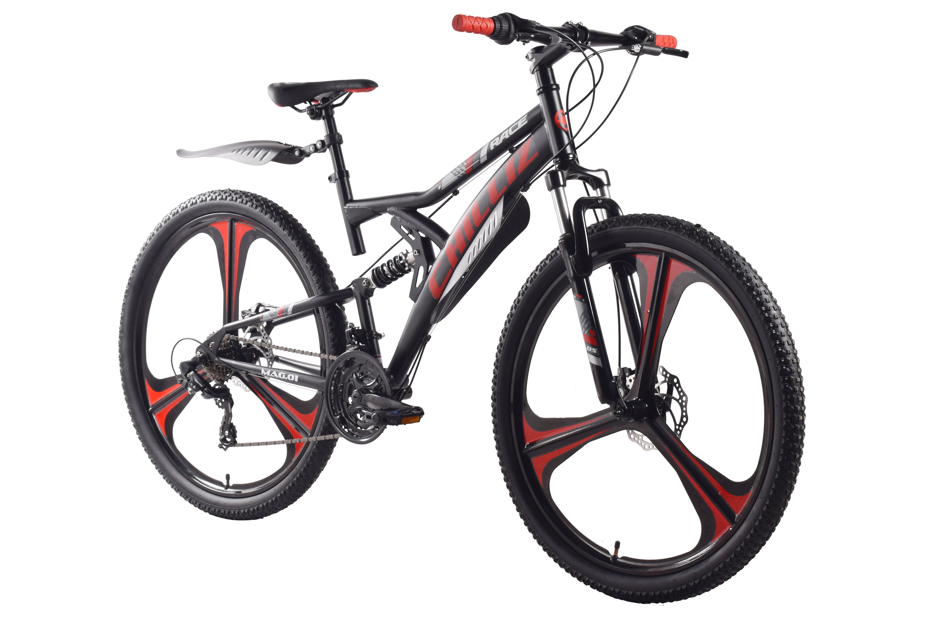 CHILLIZ mountain bike fully 27.5 inch MAG.01 black-red frame height 46 cm 21 gears mag wheel mechanical disc brake – Bild 2