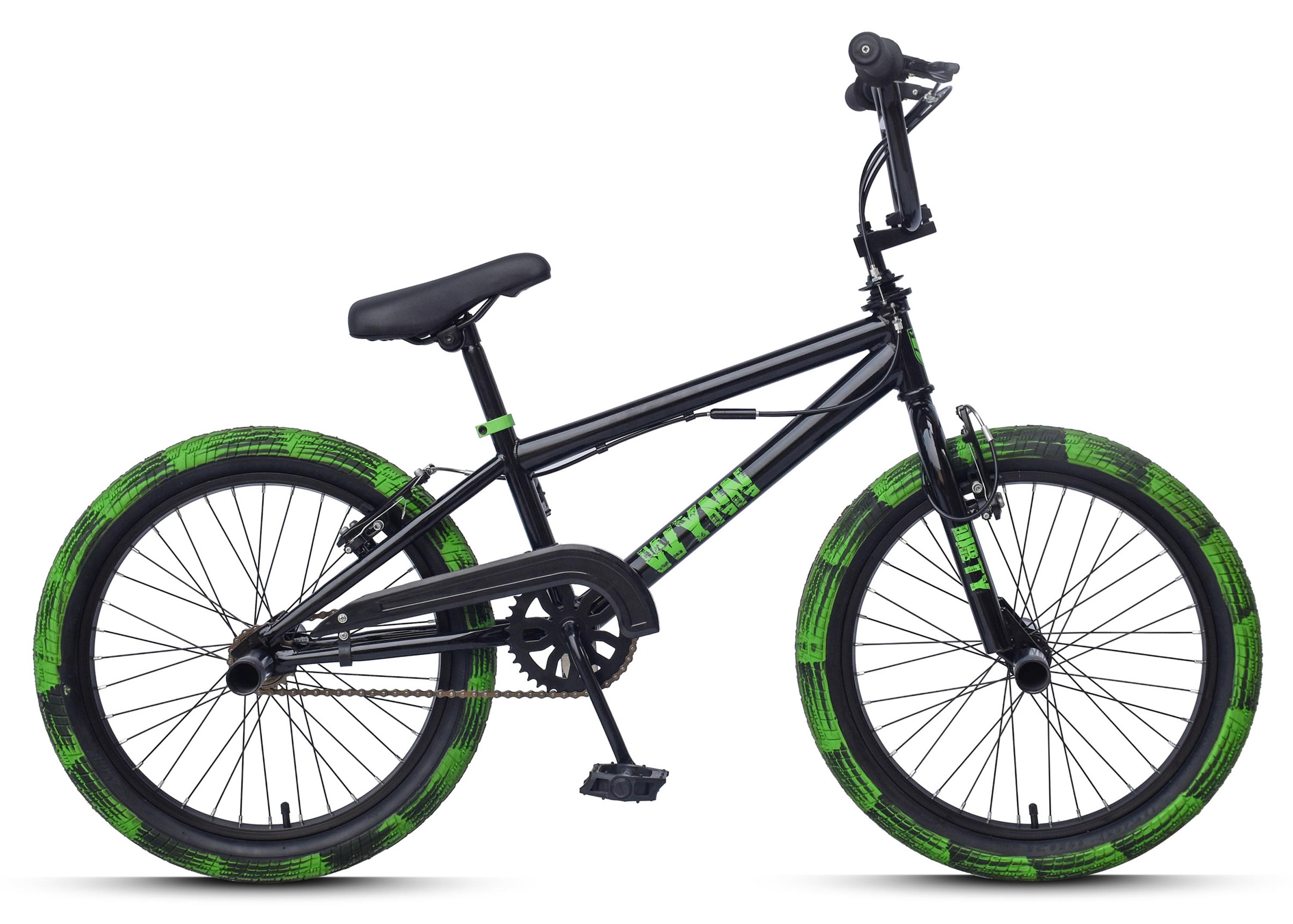 WYNN BMX Freestyle 20 Zoll DIRTY schwarz-gr&uuml;n Rahmenh&ouml;he 28 cm Kinder Erwachsene V-Brake – Bild 1