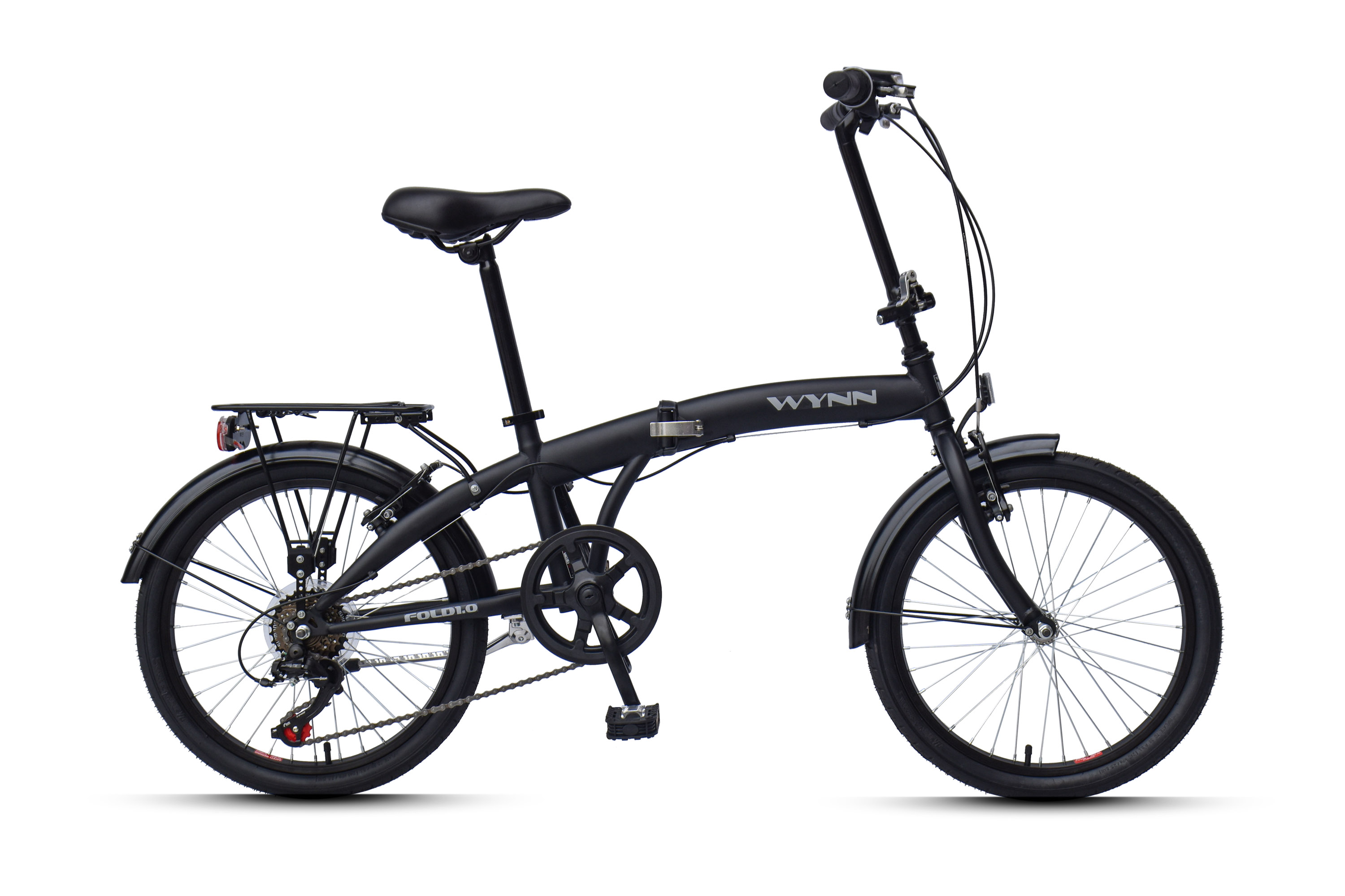 WYNN Faltrad 20 Zoll FOLD1.0 schwarz Rahmenh&ouml;he 27 cm Klapprad 6 G&auml;nge V-Brake – Bild 1