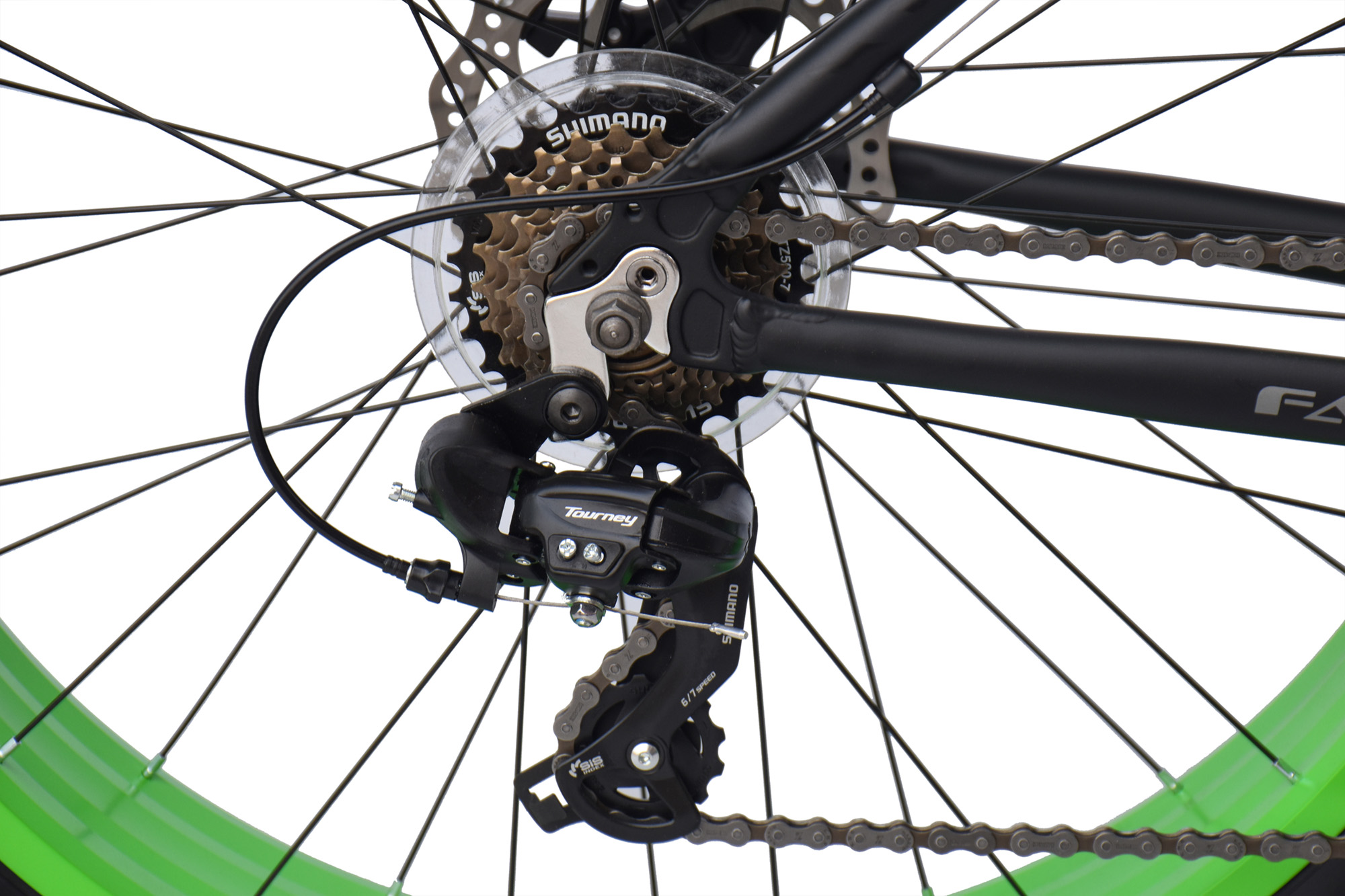 WYNN Fatbike 26 Zoll FAT2.0 schwarz-gr&uuml;n-grau Rahmenh&ouml;he 46 cm 7 G&auml;nge mech. Scheibenbremse – Bild 5