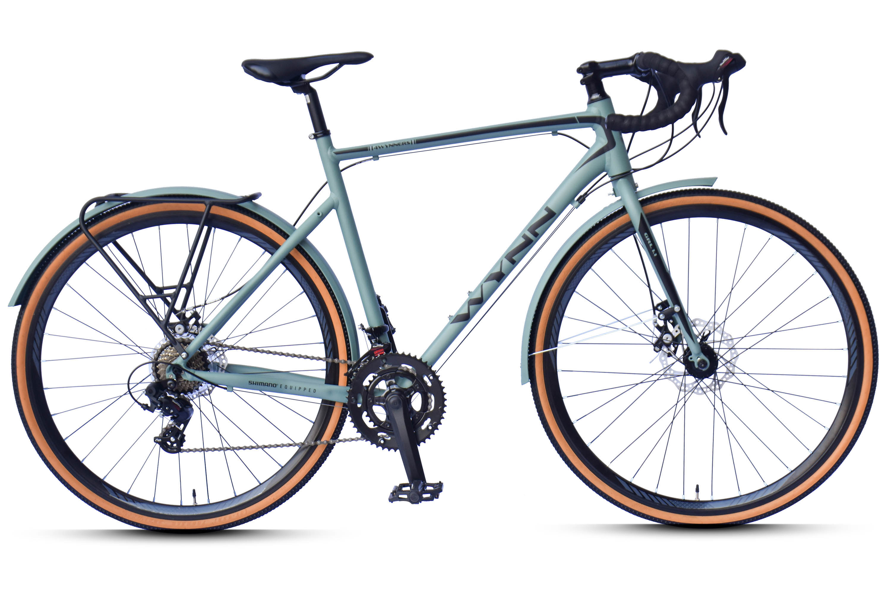 WYNN Gravelbike 28 Zoll GRL1.1 gr&uuml;n Rahmenh&ouml;he 58 cm 14 G&auml;nge Gep&auml;cktr&auml;ger Schutzbleche – Bild 1