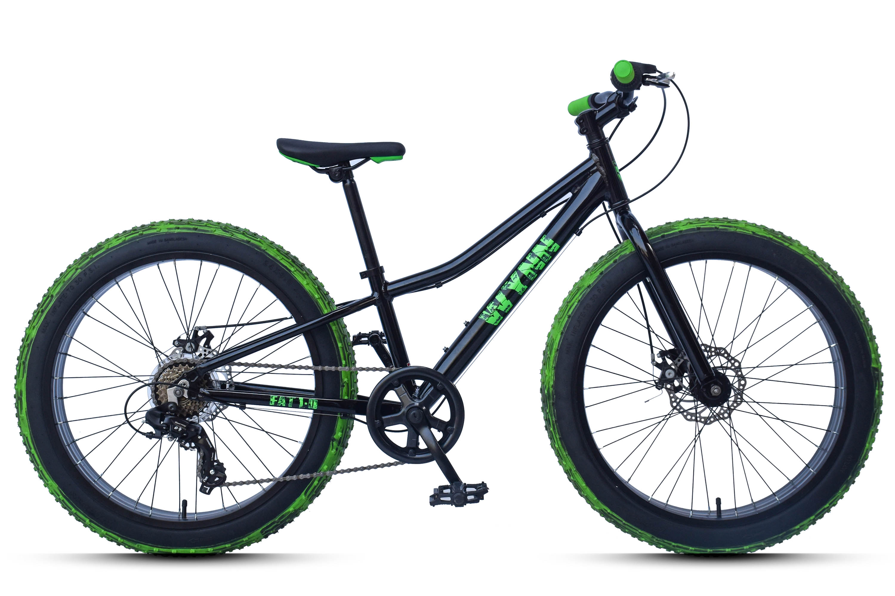 WYNN Fatbike 24 Zoll FAT1.0 Rahmenh&ouml;he 30 cm Kinder 7 G&auml;nge mech. Scheibenbremse – Bild 1