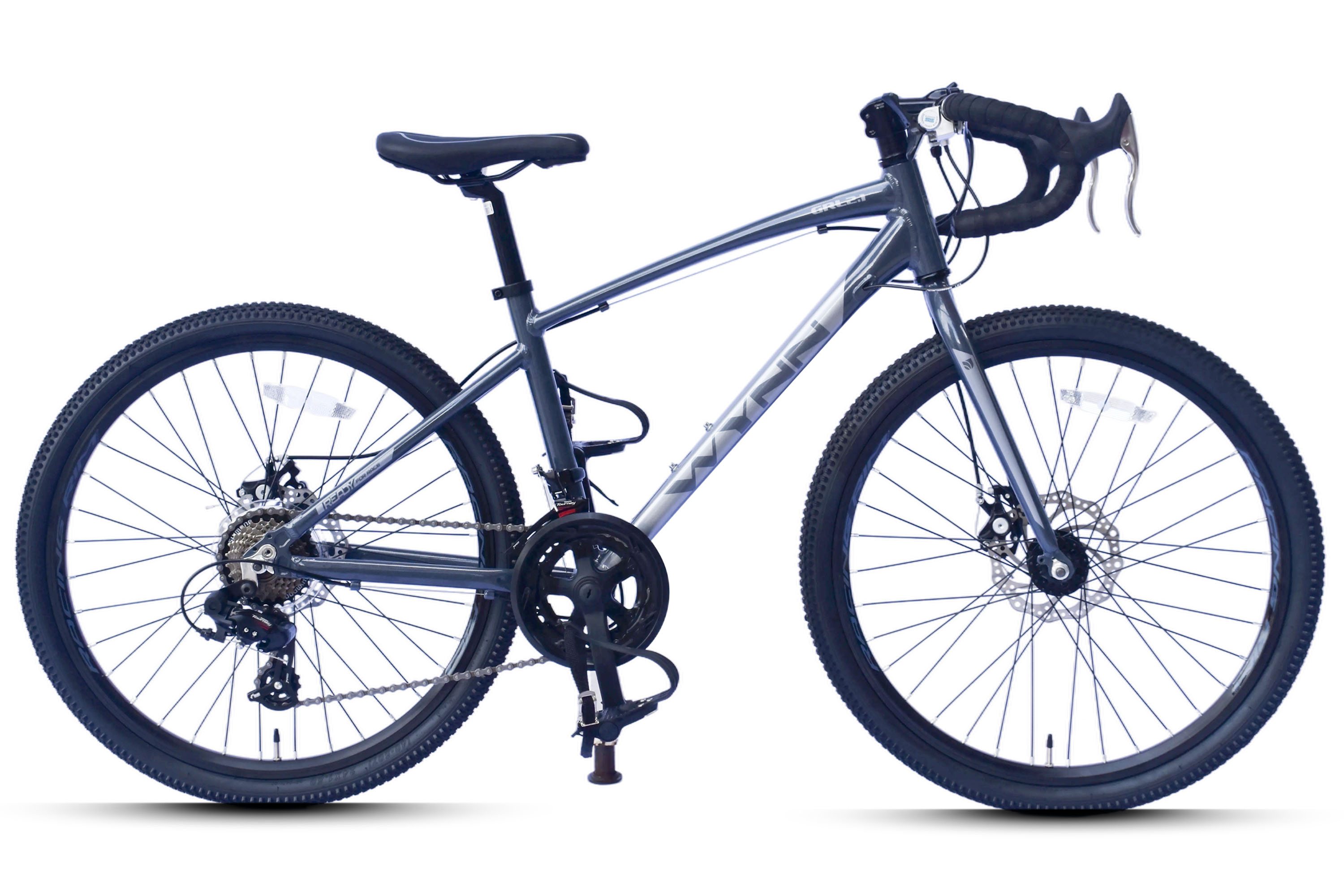 WYNN Kinderrad Gravelbike 24 Zoll GRL2.1 grau Rahmenh&ouml;he 36 cm 14 G&auml;nge mech. Scheibenbremse – Bild 1