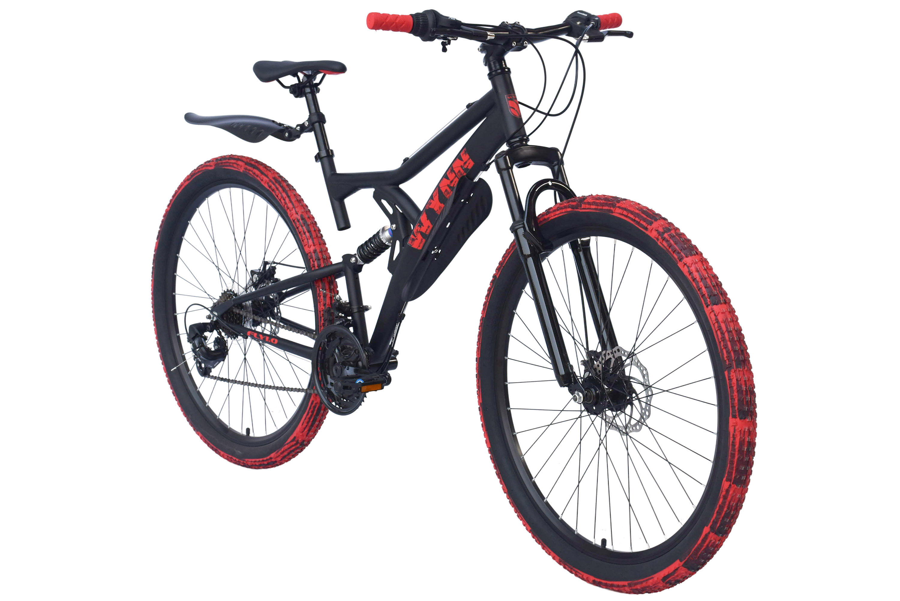 WYNN Mountainbike Fully 27,5 Zoll FLY1.0 schwarz-rot Rahmenh&ouml;he 46 cm 21 G&auml;nge – Bild 2