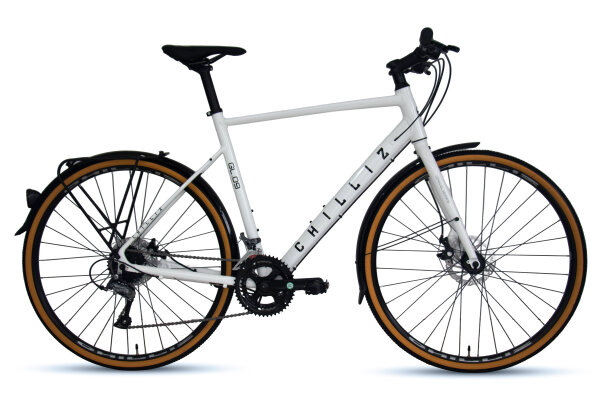 Gravelbike 28 Zoll weiß-glänzend 16 Gänge CHILLIZ GL.09