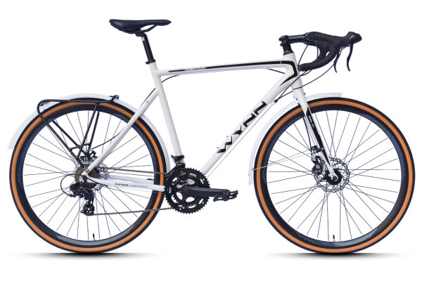 WYNN Gravelbike 28 Zoll GRL1.1 weiß 14 Gänge Gepäckträger Schutzbleche