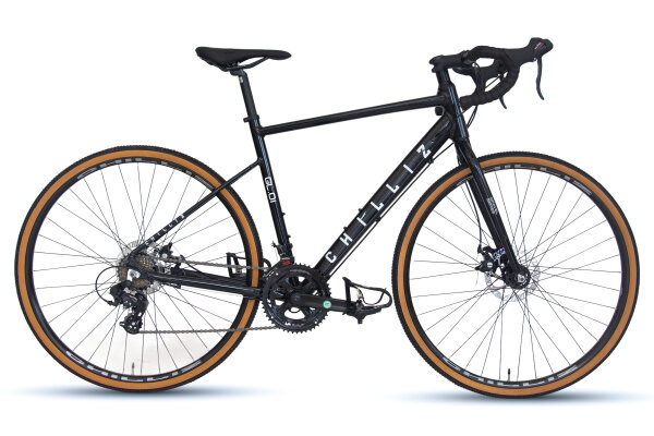CHILLIZ gravel bike 28 inch GL.01 glossy black frame height 54 cm 14 gears mechanical disc brake