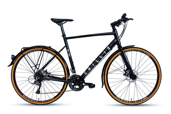 CHILLIZ gravel bike 28 inch GL.09 glossy black 16 gears mechanical disc brake fenders